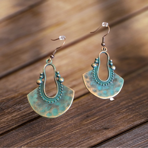 Duufin Women's Bohemian Vintage Drop Dangle Design Blue/Bronze Earrings - Picture 4 of 6